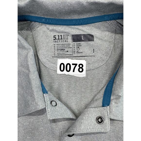 511 Tactical Gray Polo Shirt Snap Button Performance Size Large - Picture 12 of 12